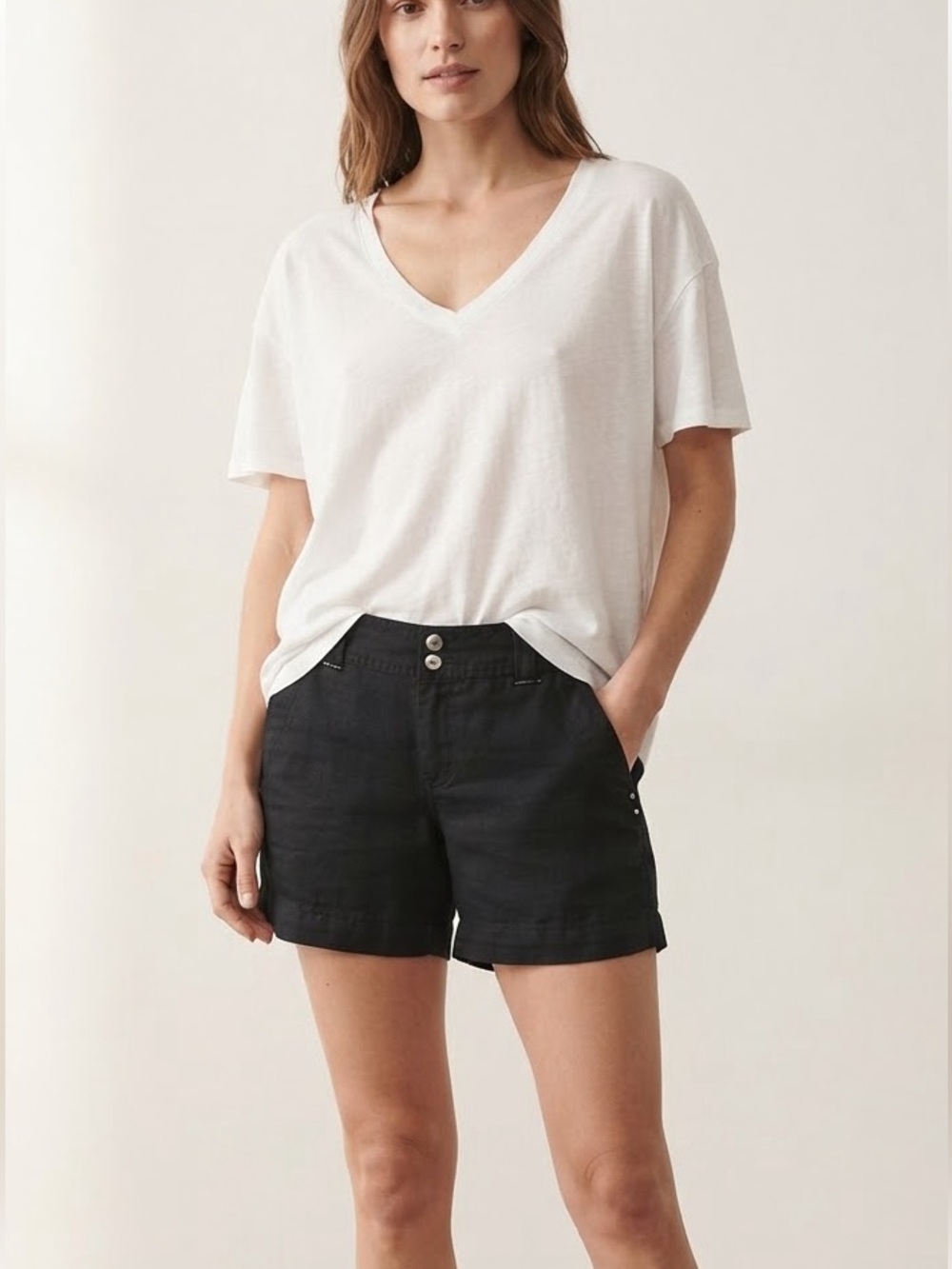 INC International Concepts Classic Chic Black Linen Shorts Minimalist